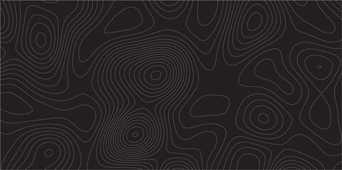 Abstract white on black background Topographic line map pattern. Contour elevation topographic and textured Background Modern design with black background with topographic wavy patted.	