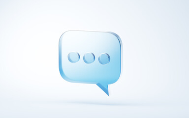 Transparent blue glass icon, 3d rendering.