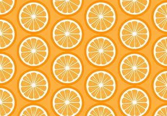 Seamless pattern featuring fresh orange slices and citrus fruits in a colorful design with ripe textures and vibrant illustrations
