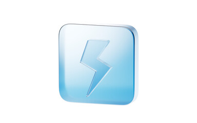 Transparent blue glass icon, 3d rendering.