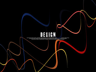 Black background with gradient colorful ribbon pattern. Black background with modern graffiti pattern.