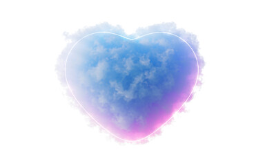 Isolated soft cloud with heart shape, 3d rendering.