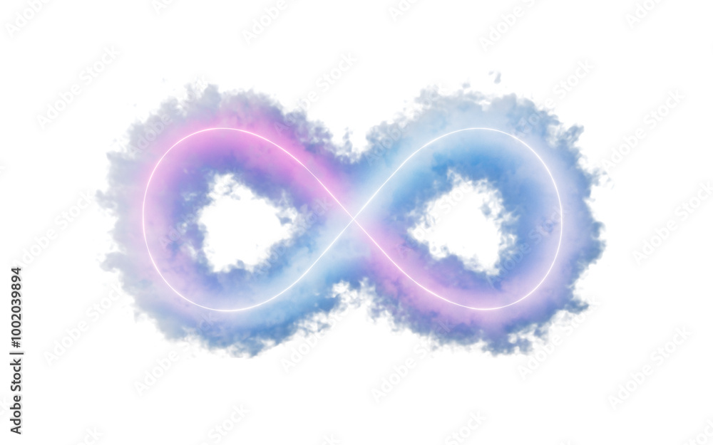 Poster isolated soft cloud with infinite symbol shape, 3d rendering.