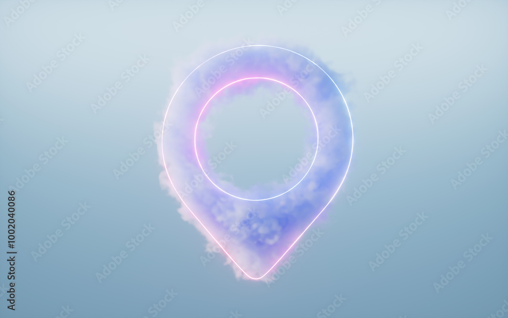 Poster isolated soft cloud with locator shape, 3d rendering.