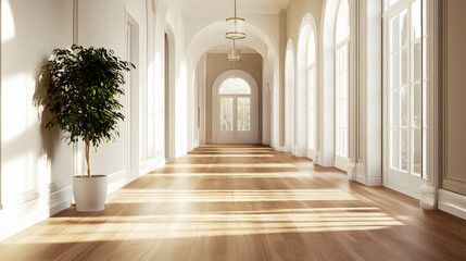 Fototapeta premium Grand Hallway with Wood and Vinyl Flooring