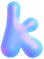 3D Holographic liquid Y2k Chrome alphabet Letter k