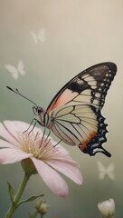 Fototapeta premium Colorful butterfly perched on a pink flower