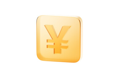 Transparent golden glass icon, 3d rendering.