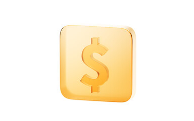 Transparent golden glass icon, 3d rendering.