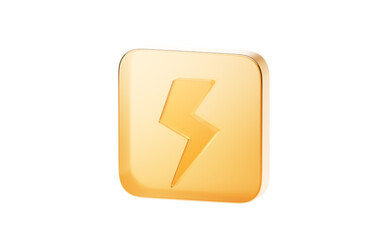 Transparent golden glass icon, 3d rendering.