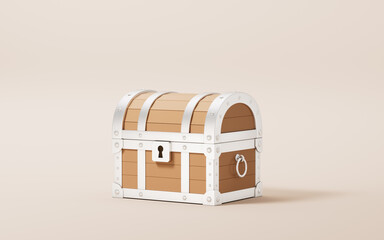 Retro treasure box, 3d rendering.