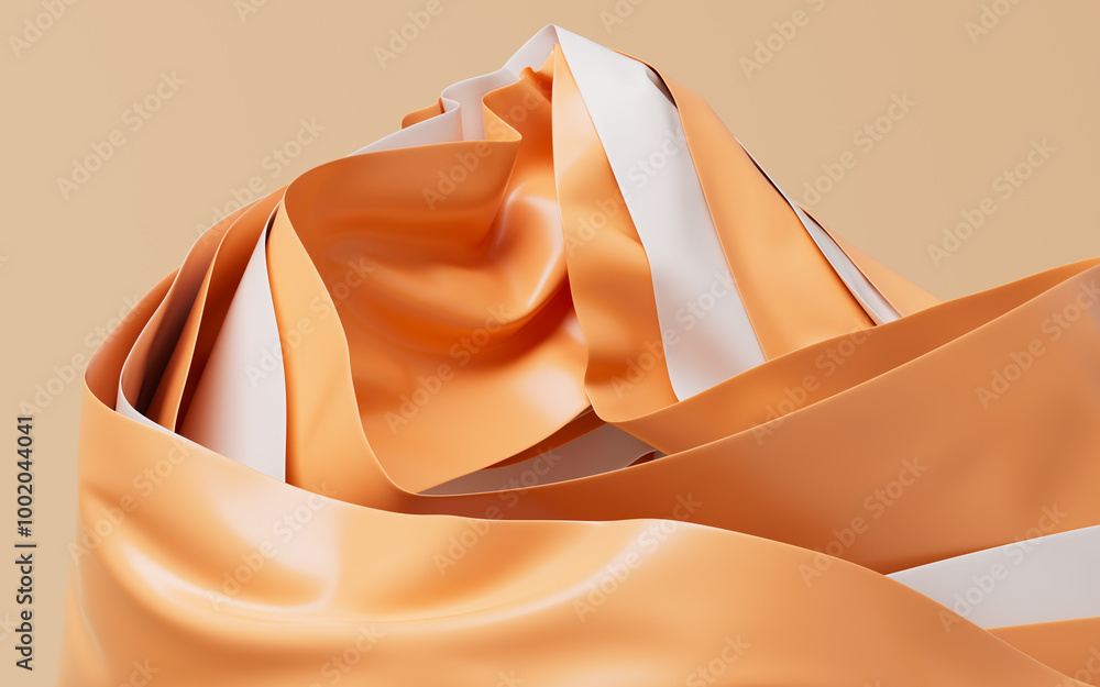 Poster flowing wave multilayer background, 3d rendering.