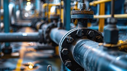 Fototapeta premium Industrial Pipes and Valves in a Facility Environment