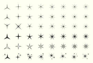 Set if different star icon. Vector graphic artwork of star.