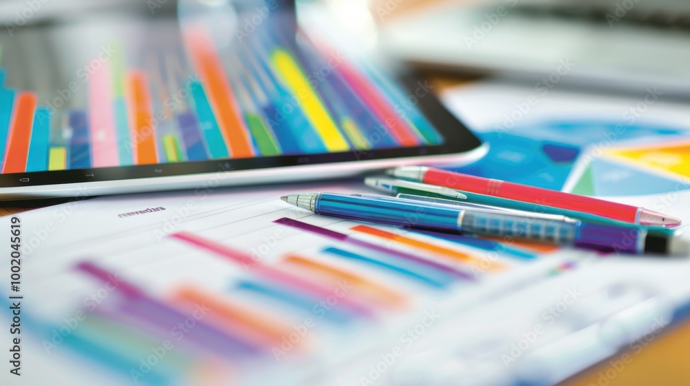 Poster colorful data visualization on digital device