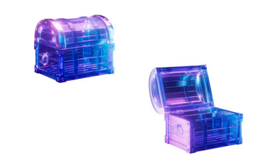 Retro treasure box with neon light, 3d rendering.