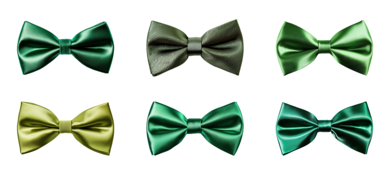 green bow tie isolated on a transparent or white background, cut-out, PNG