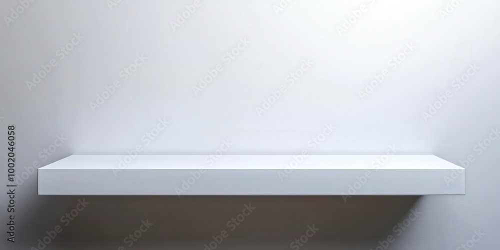 Poster minimalist white shelf with empty space for products