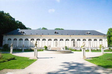 Beautiful view of the Old Orangery of the Royal Lazienki Park in Warsaw, Poland
