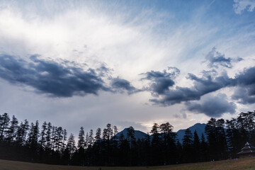 Scenic view of  mountains and meadow Shangarh  in Himachal Pradesh India.