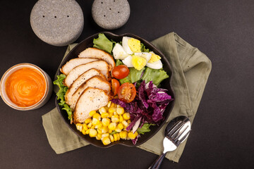 Grilled Chicken Breast Salad with Sauce. 