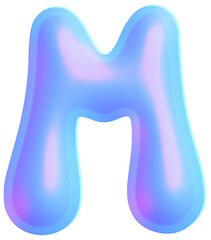 3D Holographic liquid Y2k Chrome bubble alphabet Letter M
