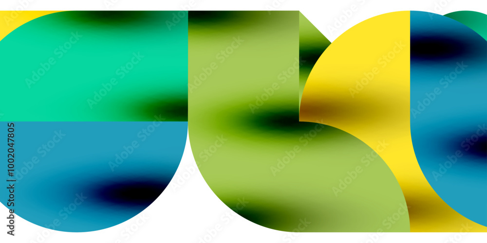 Poster Tech minimal circular shapes geometric art. Vector modern circles