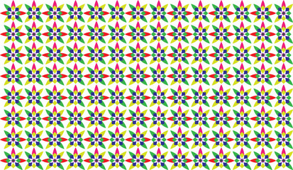 
Seamless decorative geometric pattern of flower shapes arranged like a colorful chessboard. Perfect for printing, design and textiles