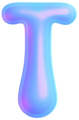 3D Holographic liquid Y2k Chrome bubble alphabet Letter T