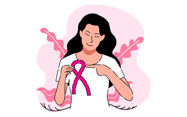Hand drawn flat breast cancer awareness month illustration