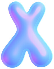3D Holographic liquid Y2k Chrome bubble alphabet Letter X