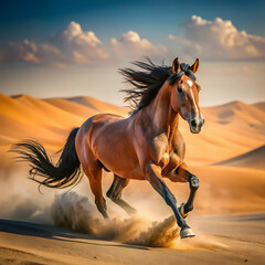 Obraz premium horse running through dessert