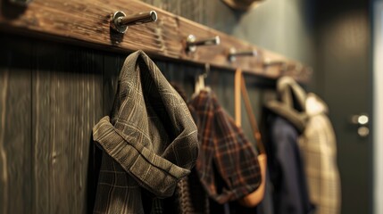 Naklejka premium Cozy Entryway with Hanging Coats and Jackets
