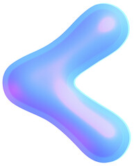 3D Holographic liquid Y2k Chrome bubble Less-than sign