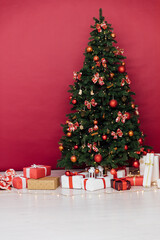 Christmas Tree House Interior with Gifts Holiday Decor