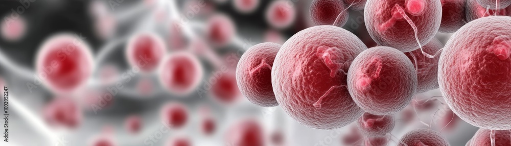 Poster vibrant microscopic view of red cells, showcasing intricate details of cellular structures. ideal fo