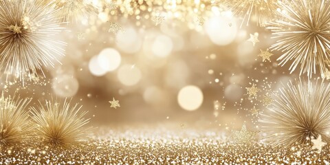 Golden Fireworks and Bokeh for New Year Celebration