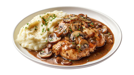 Naklejka premium Creamy Mushroom Chicken with Mashed Potatoes