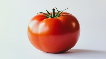 Red ripe tomato on white background, food