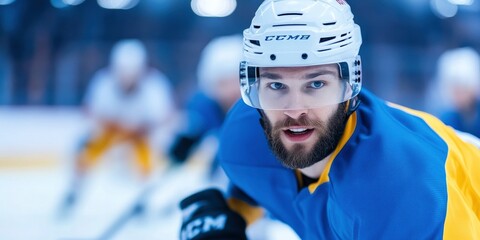 Fototapeta premium ice hockey Players in dynamic action with team