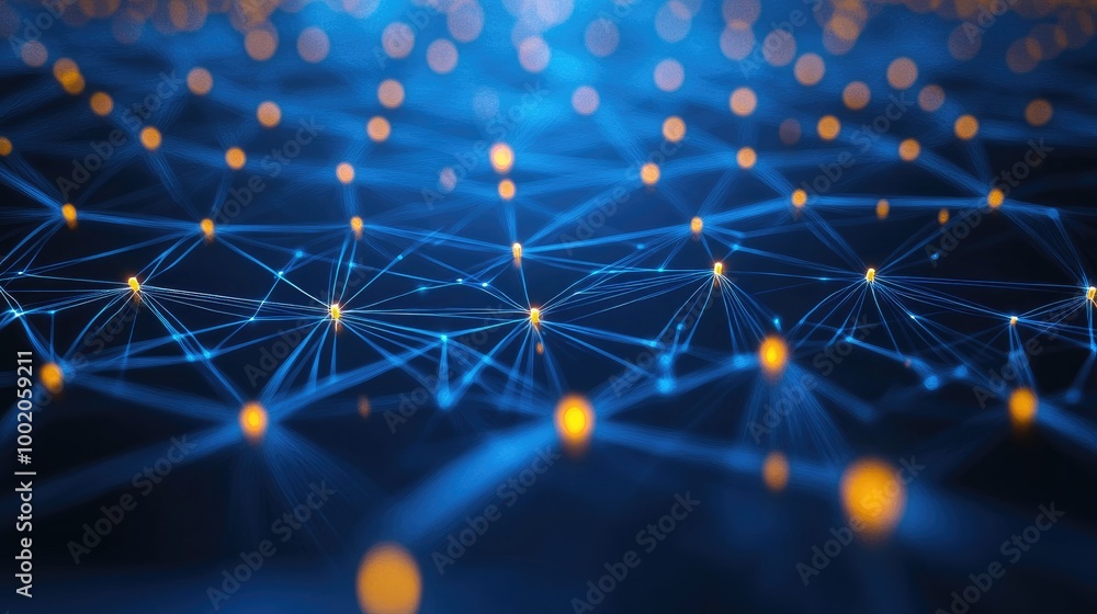 Aufkleber abstract glowing lines forming a futuristic grid with a 3d perspective, evoking digital networks and