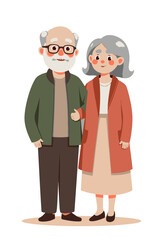 Fototapeta premium Love Knows No Age: Modern Senior Couple Illustrations - Engaging Vector Art for Relationship Advice Blogs & Elderly Care Marketing