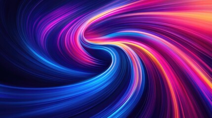 Obraz premium Bright neon-colored abstract lines moving across a dark gradient background, creating a high-energy and vibrant visual effect, perfect for creative designs