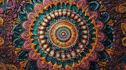 A beautifully complex mandala bursting with vibrant hues and intricate details, ideal for art lovers.