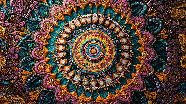 A beautifully complex mandala bursting with vibrant hues and intricate details, ideal for art lovers.