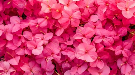 a close-up view of a cluster of vibrant pink flowers. The flowers are densely packed together, creating a lush and colorful display. Each flower has multiple petals, and the shades of pink vary slight