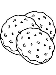 Chocolate chip Cookies Baking sweet snack vector line art