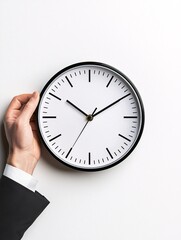A minimalist poster template showcases a clock with a halted hand against a stark white backdrop, ideal for emphasizing the importance of time management.