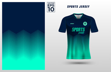 T-shirt sport jersey design template with geometric line pattern background. Sport uniform in front view. Shirt mock up for sport club. Vector Illustration