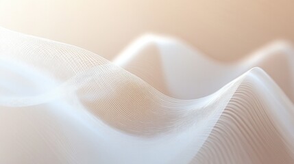 Thin white abstract lines creating a wave-like pattern on a soft gradient background, evoking themes of technology, light, and motion -